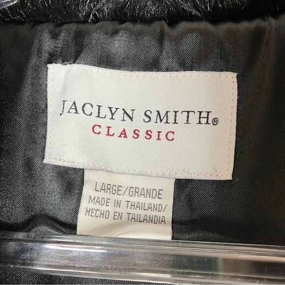 Jaclyn Smith Classics | Black Faux Fur Coat Hook & Loop Machine Washable LARGE - Picture 2 of 6